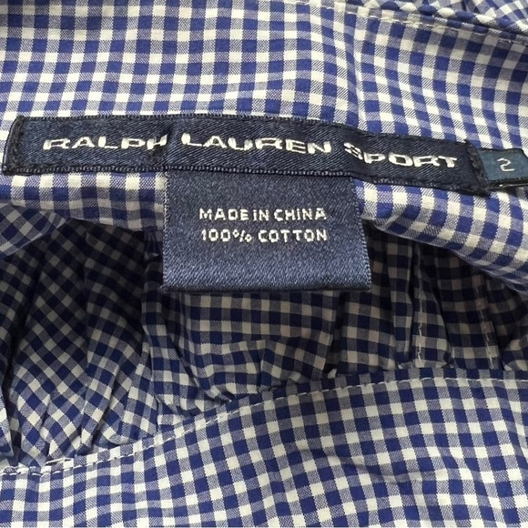 RALPH LAUREN Size 2 SPORT Blue White Gingham Check Cotton A-Line Skirt Pleated - Picture 4 of 11